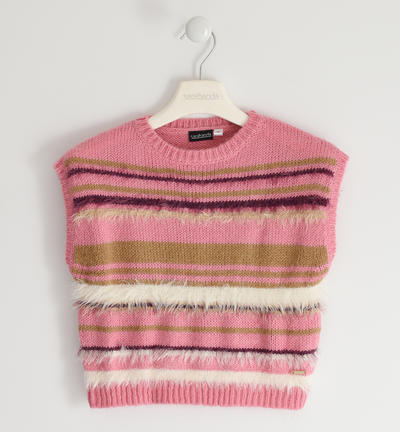 Gilet ragazza in tricot FUCSIA
