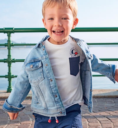 Pantalone corto in denim maglia con toppe per bambino da 6 mesi a 7 anni  Sarabanda - PANTALONI - 6-36 Mesi - Bambino