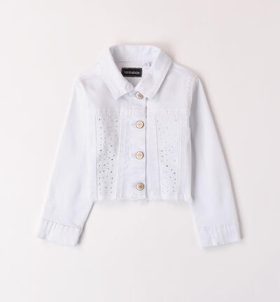 Girls' jacket with rhinestones WHITE