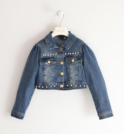 Giubbino per bambina in denim con perle - Sarabanda