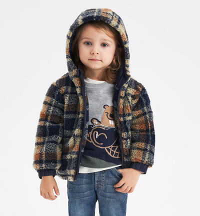 Boy's 100 grammes check-pattern jacket BLUE