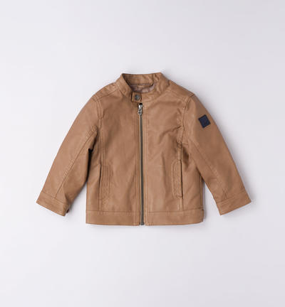 Boys' biker jacket BROWN