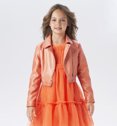 Girl's biker jacket ORANGE