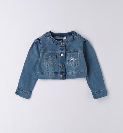 Girl's denim jacket with rhinestones BLUE