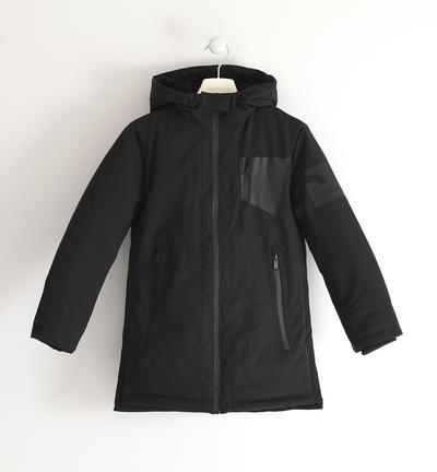 Boy's technical fabric padded jacket BLACK