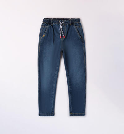 Boys' drawstring jeans BLUE