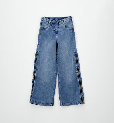 Girls' zip-up jeans BLUE
