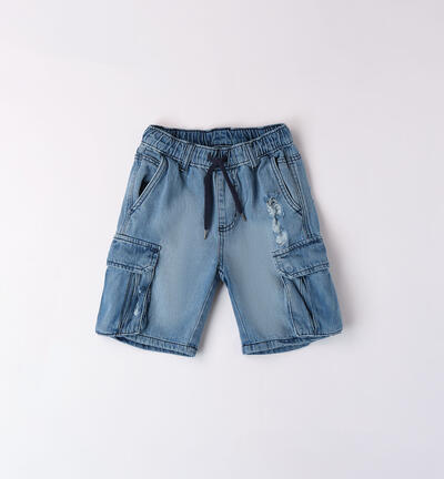 Jeans corti per ragazzo con tasconi BLU