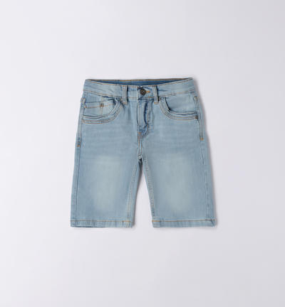 Boys' denim shorts LIGHT BLUE