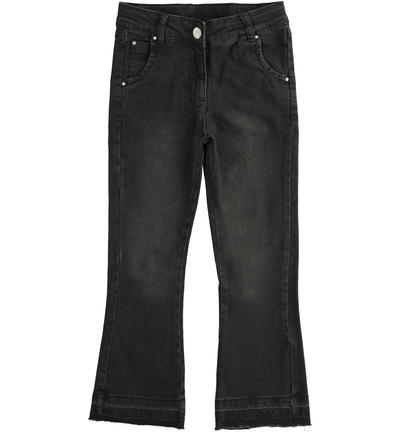 Jeans gamba ampia per ragazza NERO