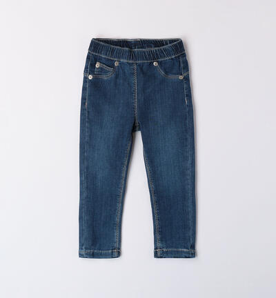 Girls' elasticated jeans BLUE