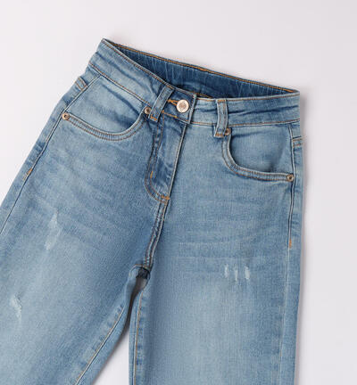Girls' jeans with turn-ups BLUE