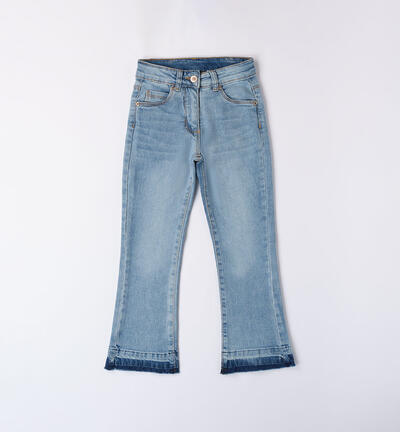 Girls' fringed jeans BLUE
