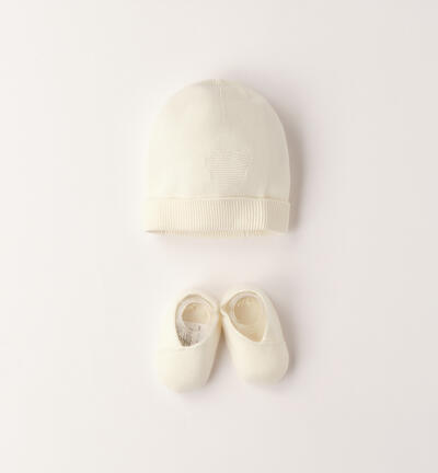 Baby hat and booties kit CREAM