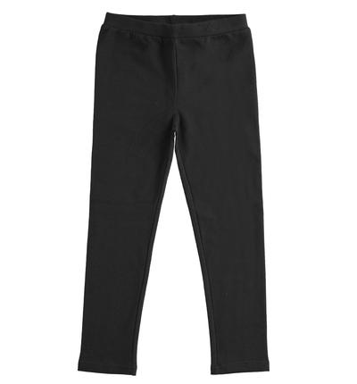 Leggings ragazza in felpa tinta unita NERO