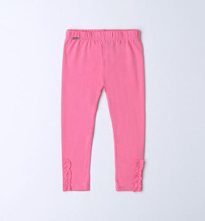 Girl's leggings with ruffles PINK