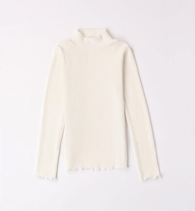 Girls' long-sleeved turtleneck CREAM