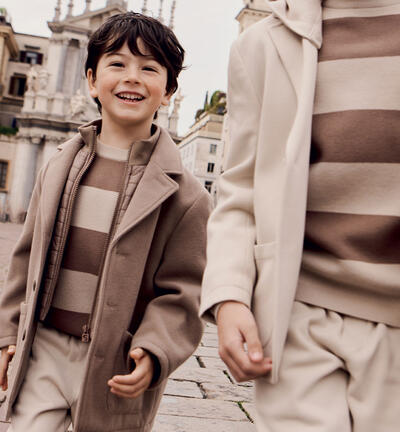 Maglia a righe ragazzo MARRONE
