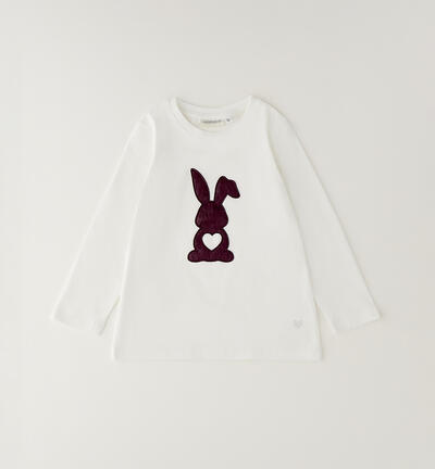 Maglia bambina con coniglio PANNA