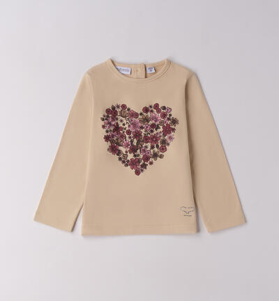 Maglia bambina con cuore BEIGE