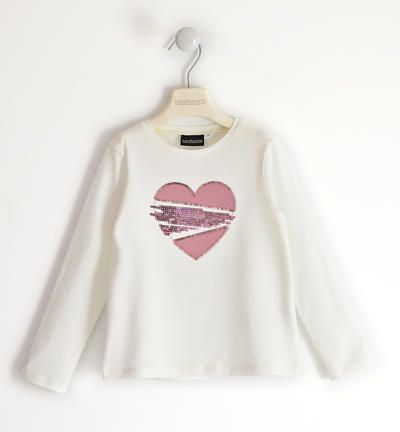Maglia bambina con cuore PANNA