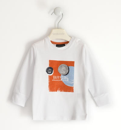 Boy's round neck cotton t-shirt WHITE