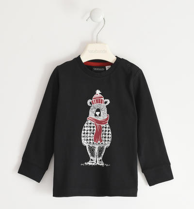 Boy's peach skin t-shirt BLACK