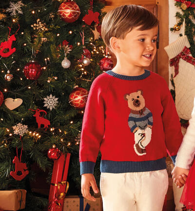 Boys' bear jumper RED