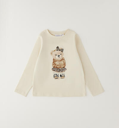 Maglia da bambina in cotone BEIGE