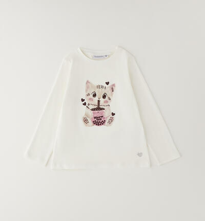Maglia girocollo da bambina PANNA