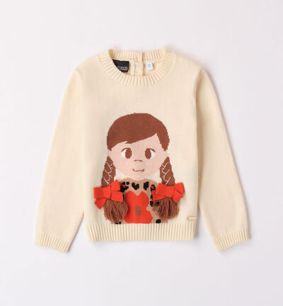 Girls' knitted jumper BEIGE