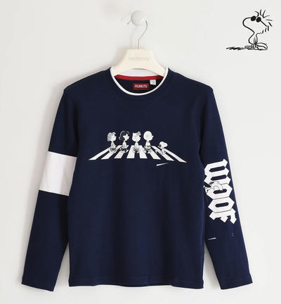 Maglietta 100% cotone Peanuts ragazzo BLU