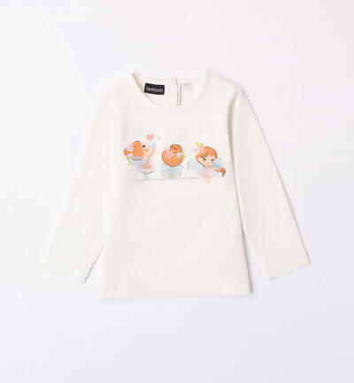 Girls' long-sleeved t-shirt CREAM