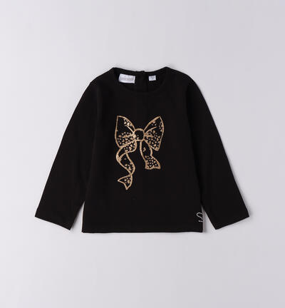 Girl's t-shirt with bow BLACK