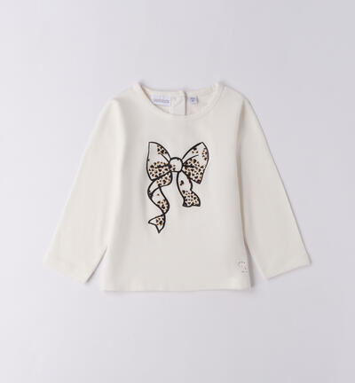 Girl's t-shirt with bow CREAM
