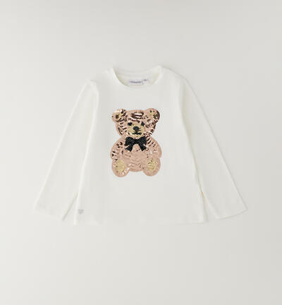 Maglietta bambina con orsetto PANNA