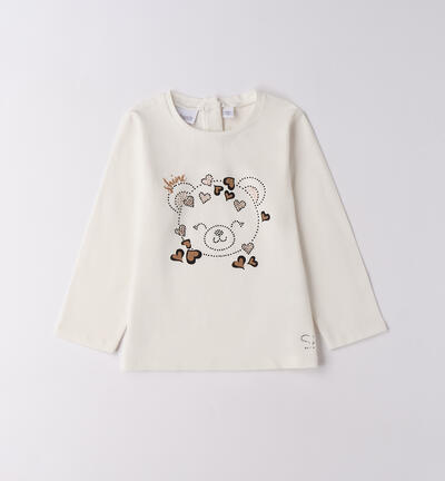 Girl's t-shirt with bear CREAM
