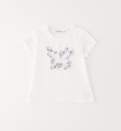 Maglietta bambina con strass BIANCO