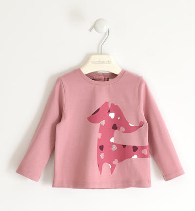 Girl's t-shirt with rhinestones PINK