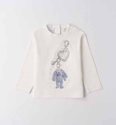 Maglietta bambina con strass PANNA