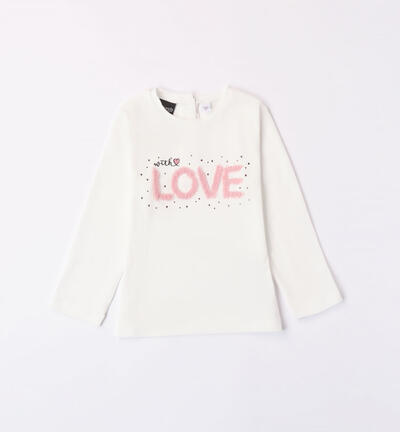 Girls' t-shirt with tulle details CREAM