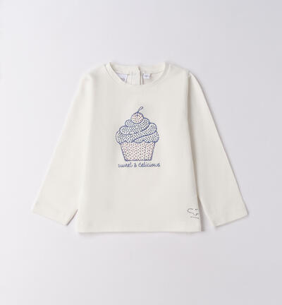 Maglietta bambina girocollo PANNA