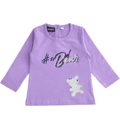 Maglietta bambina paillettes varie fantasie VIOLA
