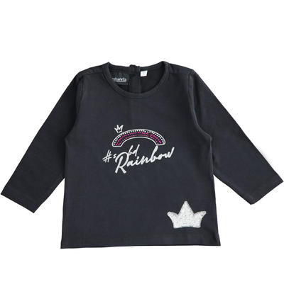 Maglietta bambina paillettes varie fantasie NERO