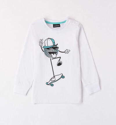 Boys' skateboard t-shirt WHITE