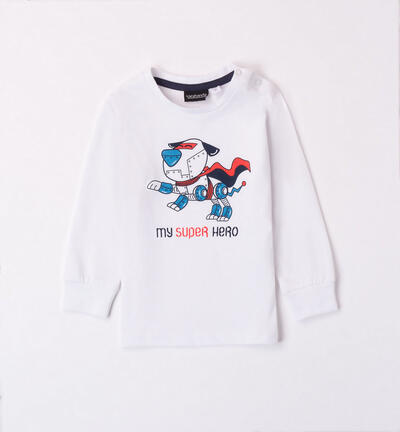 Boys' superhero t-shirt WHITE