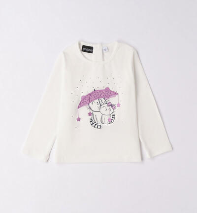 Girls' kitten t-shirt CREAM