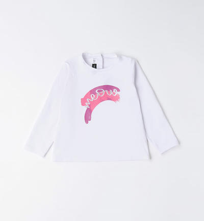 Girl's printed T-shirt WHITE