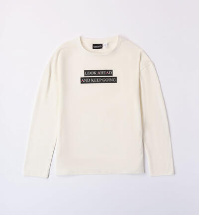 Girls' printed T-shirt CREAM