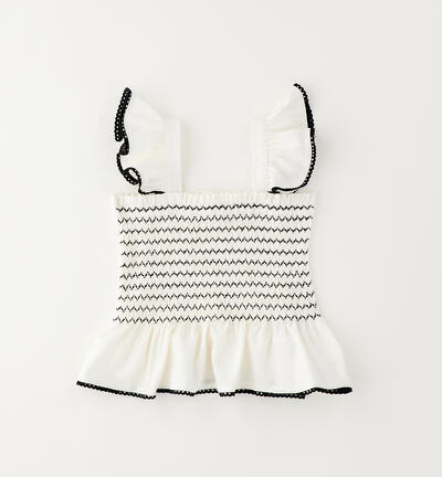 Maglietta con volant bambina PANNA